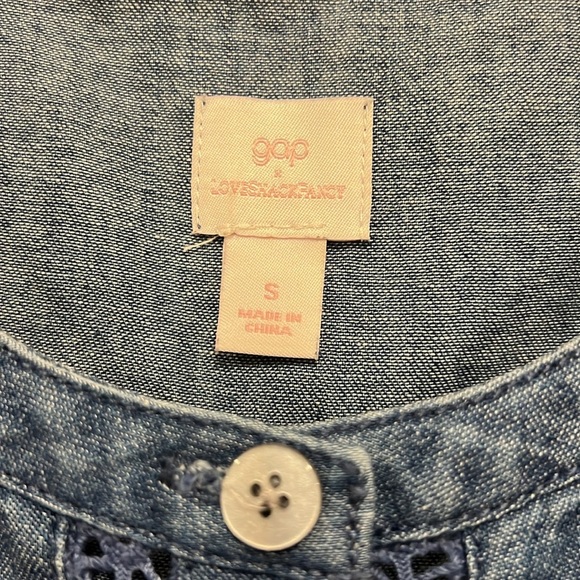 gap x LOVESHACKFANCY Denim Lace Dress Womens Size Medium - Picture 7 of 8